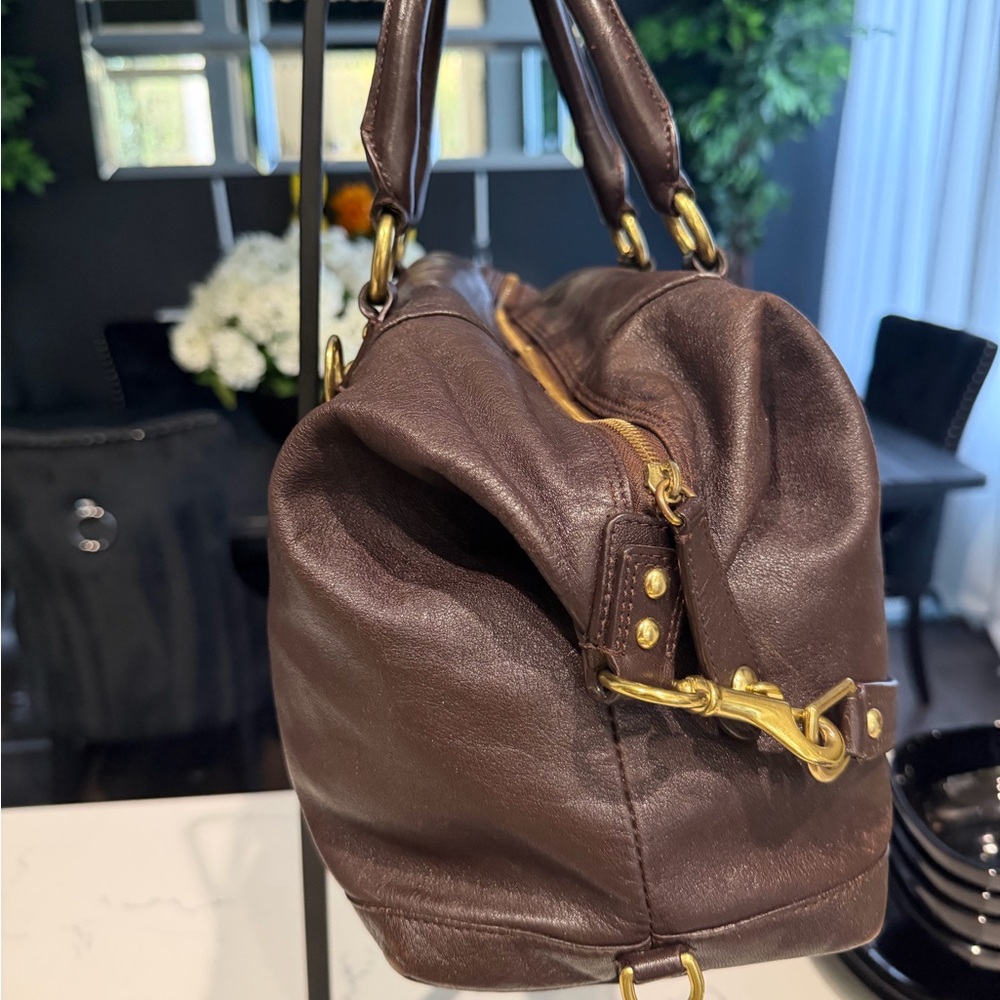 Coach Ashley in Dark Brown Leather Satchel with Gold Hardware - Picture 2 of 11